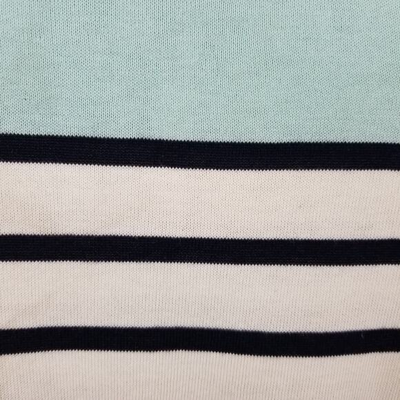 Talbots Cotton Tencel Striped Sweater Size M Navy Blue Ivory Mint Green - Picture 5 of 5